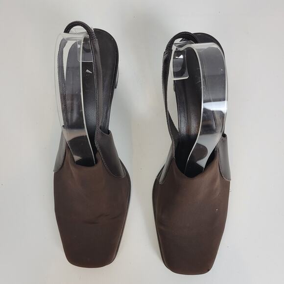 Bass Womens‎ Shoes Size 8.5 Brown Y2K Block Heel Sling Back Closed Square Toe - Picture 7 of 9